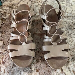 Life Stride Cream Strappy Sandals